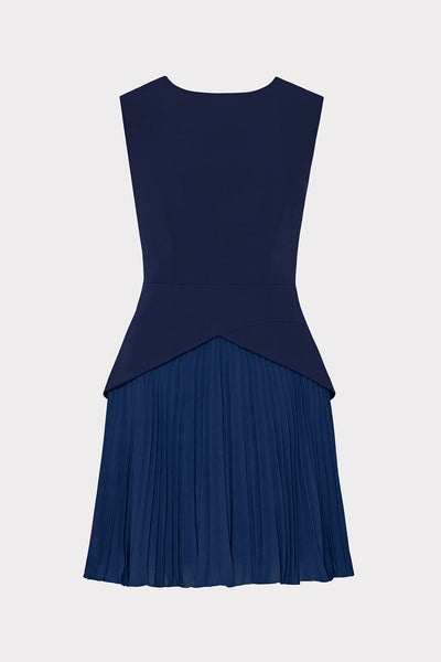 Haddy Pleated Mini Dress In Navy 