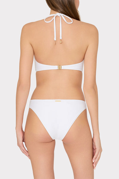 Floral Applique Halter Bikini Top MILLY | White in