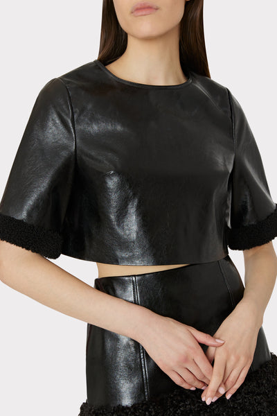 Waverly Grey Maize Faux Leather Top Black, $150