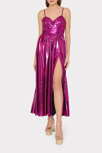 Shannon Metallic Dress in Fuchsia MILLY