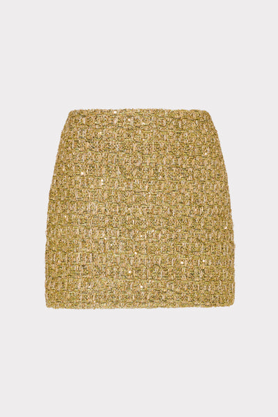 Metallic Tweed Modern Mini Skirt in Gold | MILLY