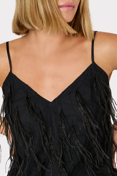 Tamica Feather Detail Top In Black