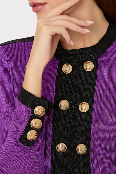 Metallic Cardigan Sweater in Purple/Black | MILLY