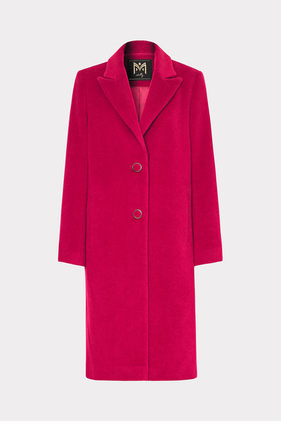 Milly Women s Wool Blend Single Breasted Coat Magenta Size Xs