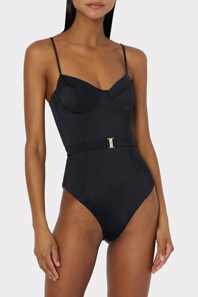 B Bandeau One Piece In Black - MILLY in Black