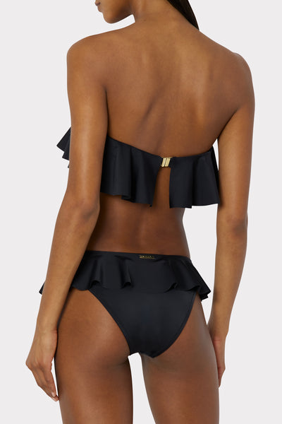 Women\'s Ruffle Black Bandeau | Bikini Top MILLY