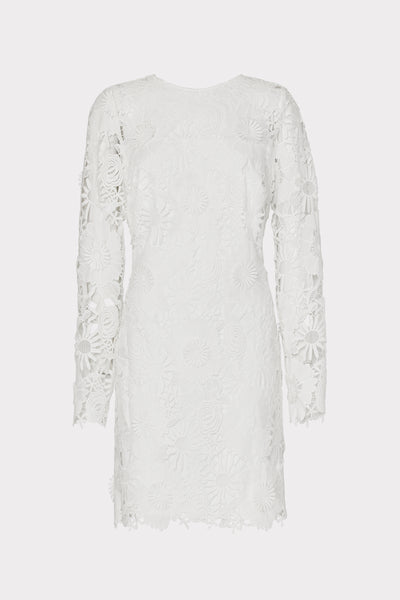 Nessa 3D Lace Dress in White | MILLY