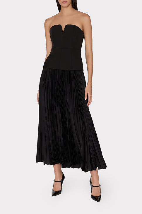 Novalee Strapless Pleated Maxi Dress Black Image 2 of 6