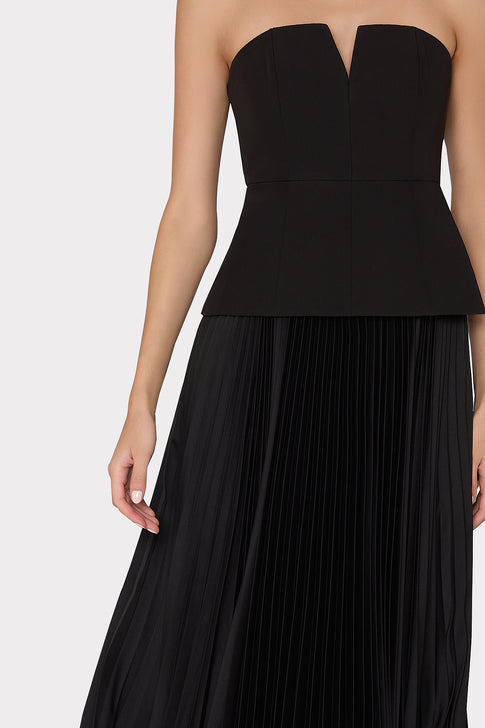 Novalee Strapless Pleated Maxi Dress Black Image 4 of 6