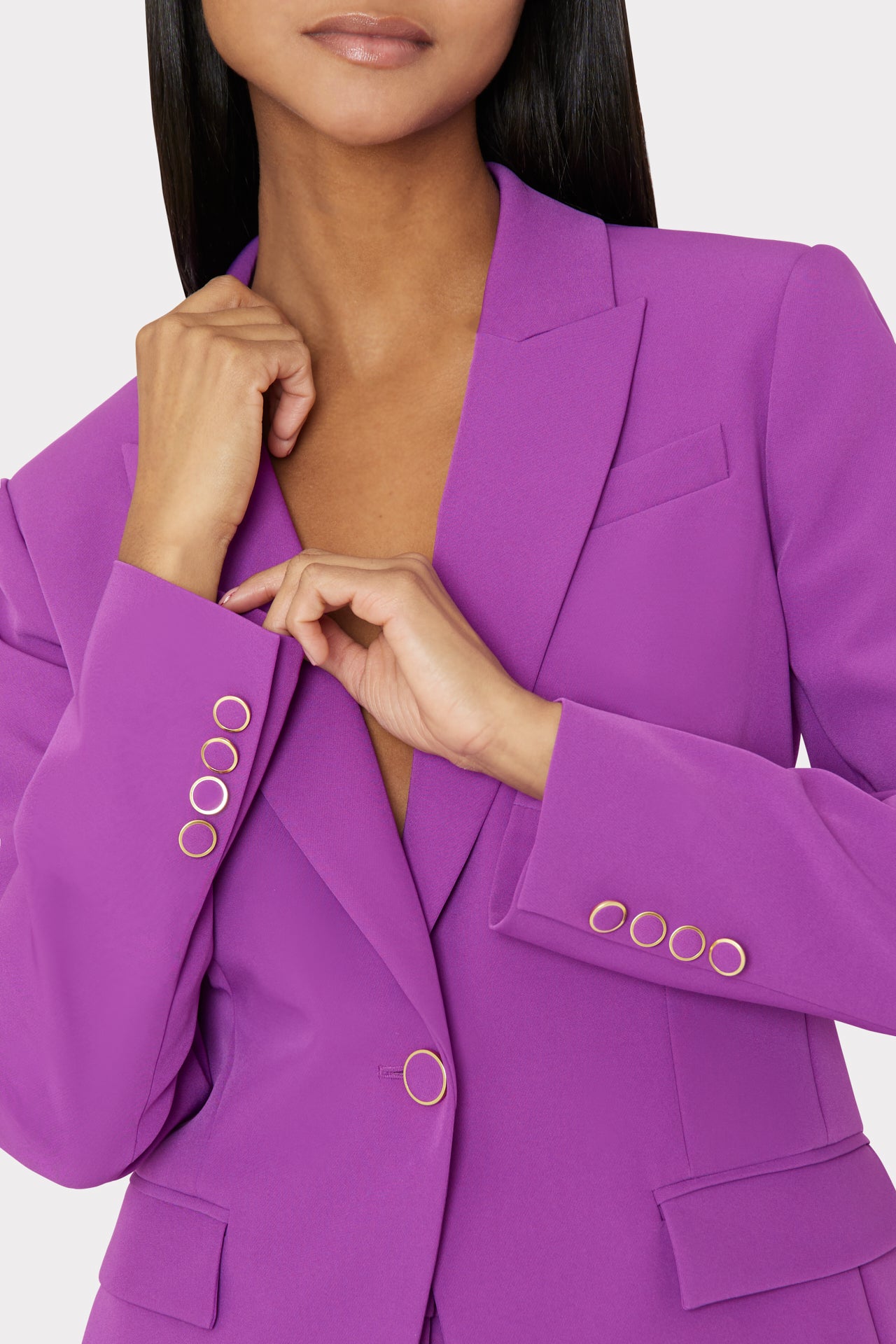 Woman Within Plus Size Long Stretch Denim Jacket  Oversized Jean Jacket -  34 W, Pretty Violet Purple 