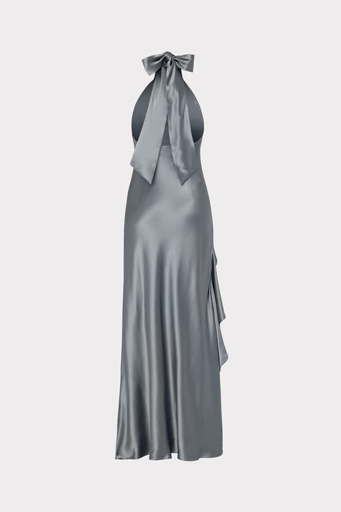 Roux Hammered Satin Gown Pewter Image 6 of 5