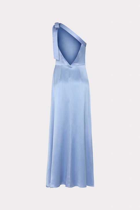 Eleni Hammered Satin Gown Light Blue Image 4 of 4