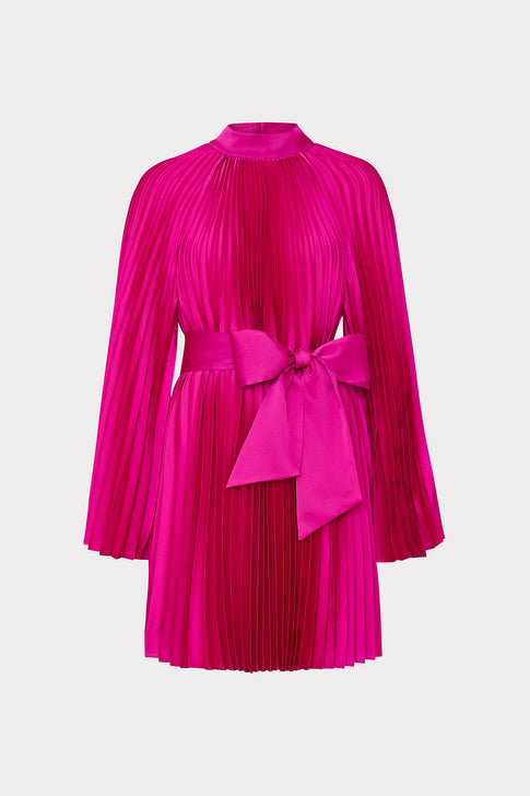 Nandi Mock Neck Pleated Dress Pink Image 1 of 5