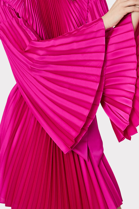 Nandi Mock Neck Pleated Dress Pink Image 3 of 5