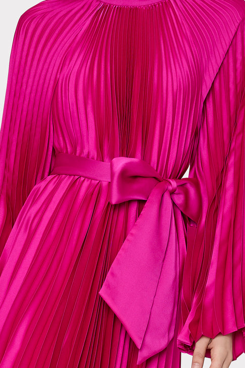 Nandi Mock Neck Pleated Dress Pink Image 4 of 5