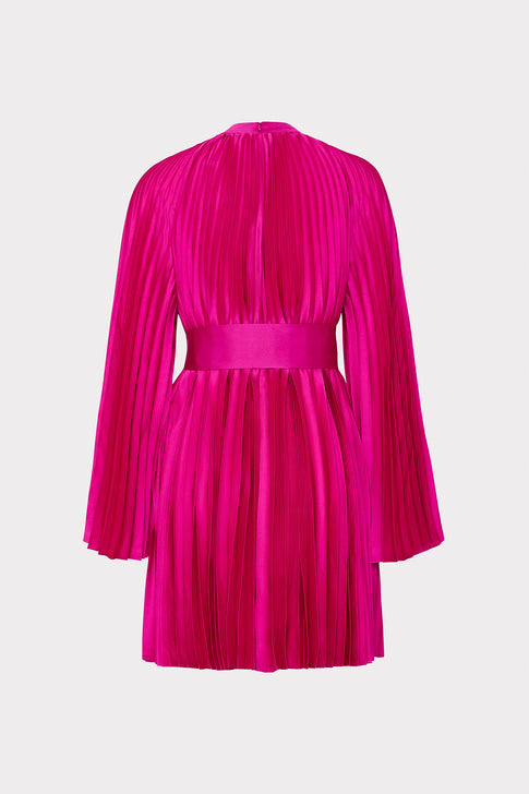 Nandi Mock Neck Pleated Dress Pink Image 5 of 5