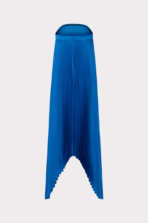 Jordyn Satin Pleated Strapless Dress Blue Image 6 of 5