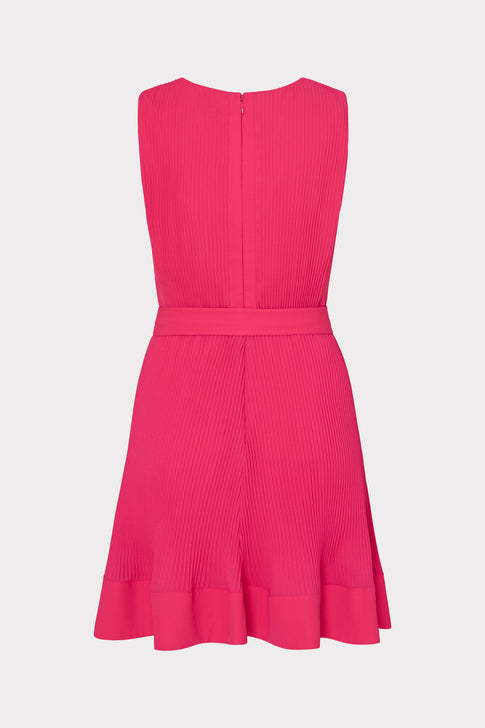 Carreen Pleated Mini Dress in Milly Pink | MILLY