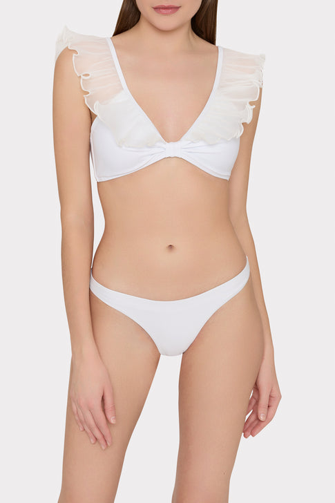 Pleated Organza Bikini Top White Image 2 of 5