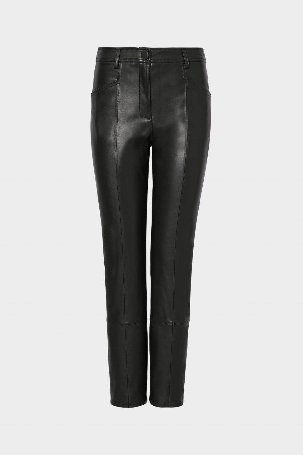 PU Leather High Waist Cuffed Pants Autumn 2023 Women Black Pencil