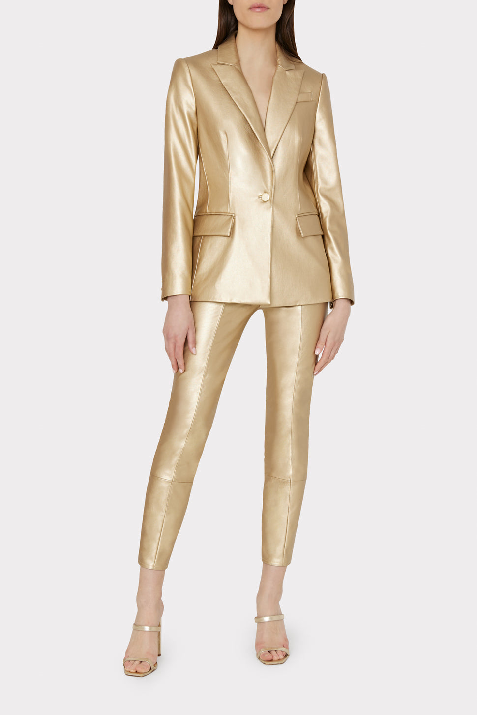 Golden buttons leather pant