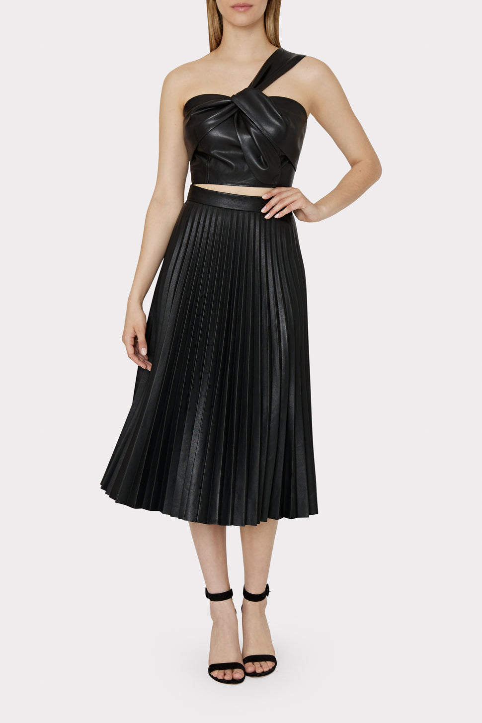 Hailey Quilted Vegan Leather Skirt in Black