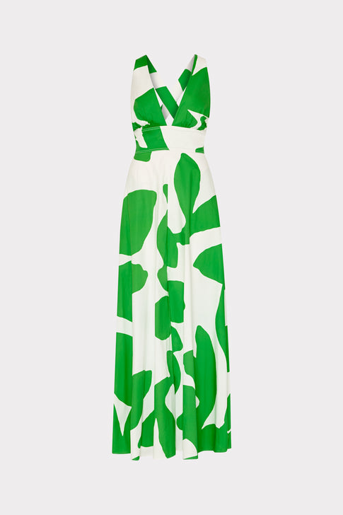 Catarina Grand Foliage Poplin Maxi Dress Green/White Image 1 of 5