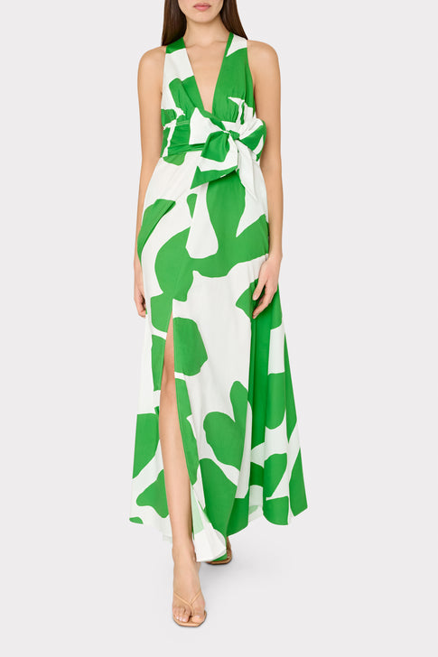 Catarina Grand Foliage Poplin Maxi Dress Green/White Image 2 of 5