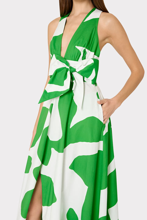 Catarina Grand Foliage Poplin Maxi Dress Green/White Image 3 of 5