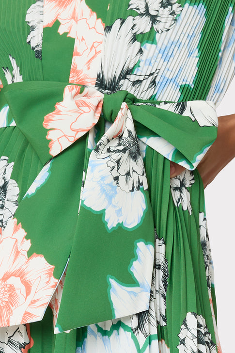 Liora Petals In Bloom Pleated Dress Green Multi Image 3 of 4
