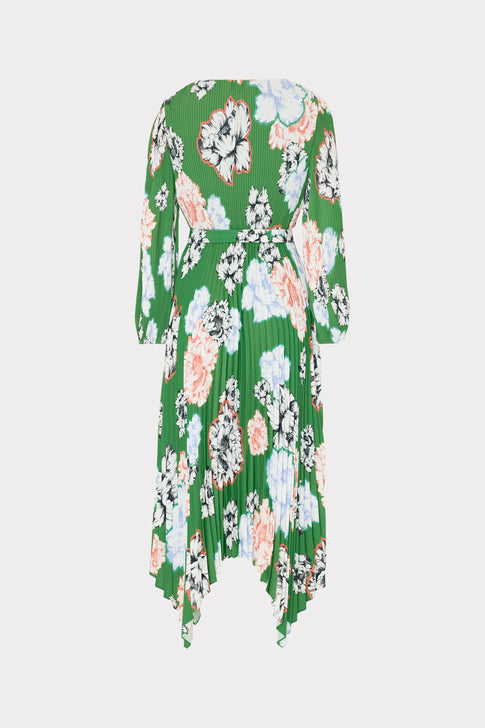 Liora Petals In Bloom Pleated Dress Green Multi Image 4 of 4