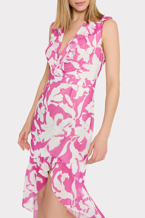 Nanci Lily Silhouette Ruffle Dress Pink/Ecru Image 3 of 5