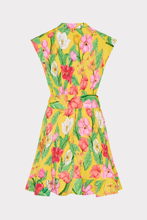 Joan Tulip Rosette Pleated Dress Yellow Multi Image 4 of 4