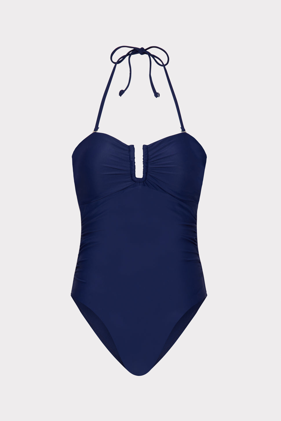 Randi Shiny Solid One Piece In Navy - MILLY in Navy | MILLY