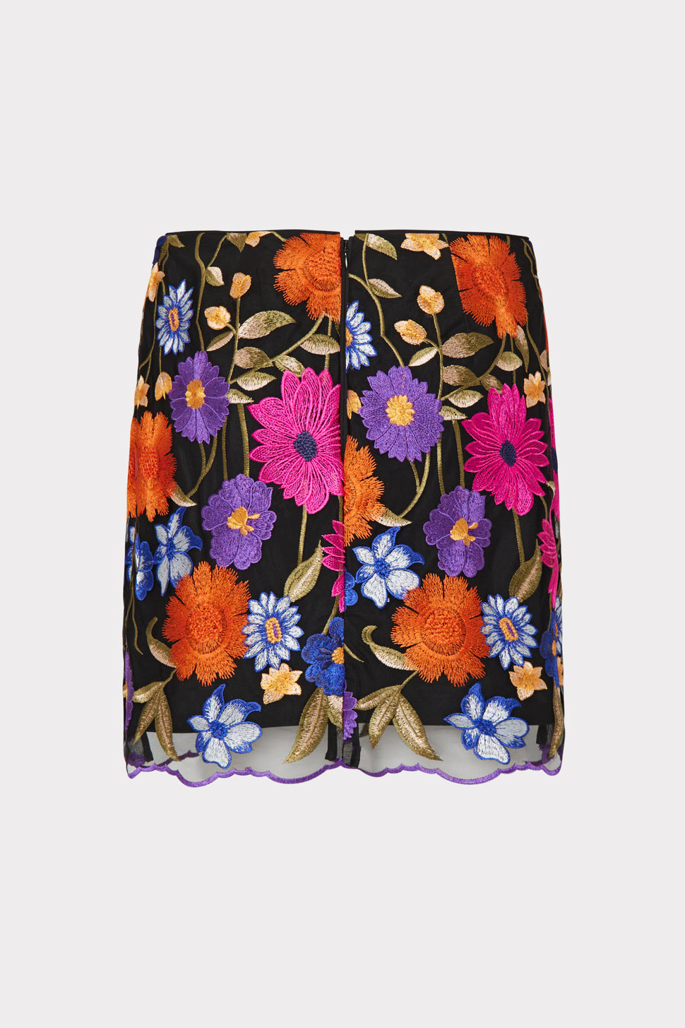 Kristina Fall Foliage Embroidery Skirt in Black Multi - MILLY in