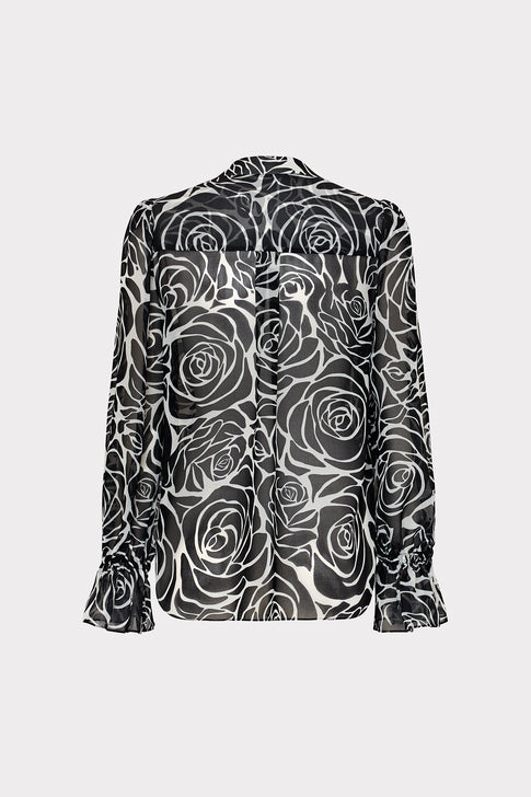 Lacey Black Rose Print Blouse Black Rose Image 4 of 4