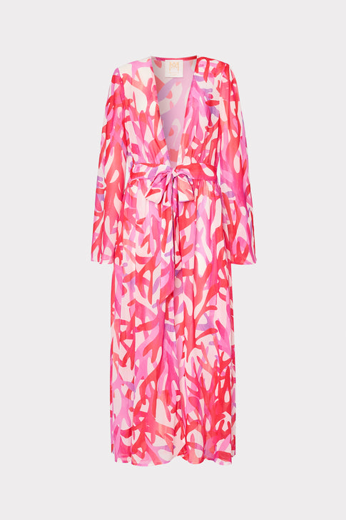 Vince Under The Sea Chiffon Cover-Up Dress Pink Multi Image 1 of 6