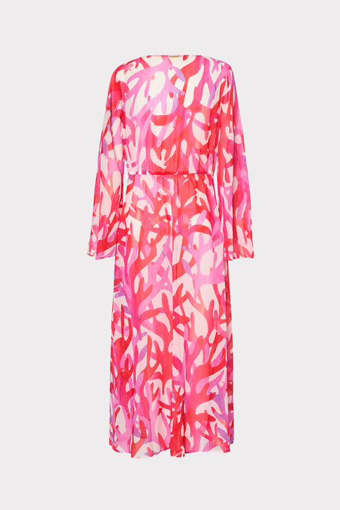 Vince Under The Sea Chiffon Cover-Up Dress Pink Multi Image 6 of 6