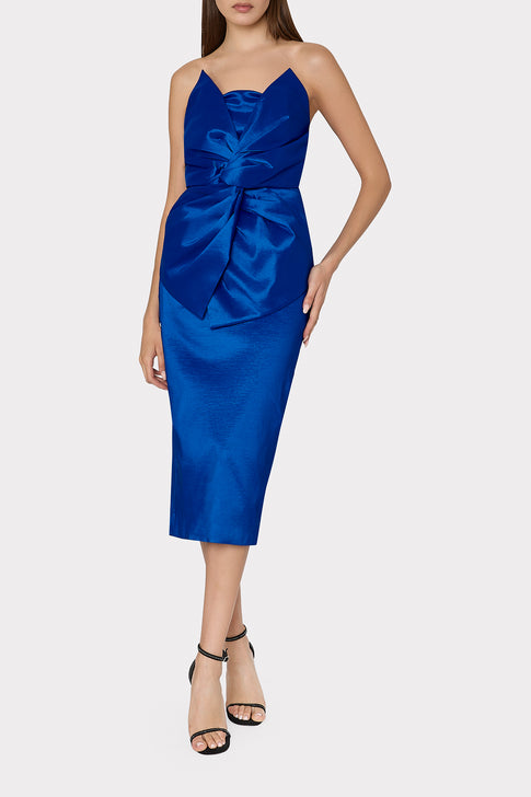 Harlow Bow Taffeta Strapless Dress Blue Image 2 of 4