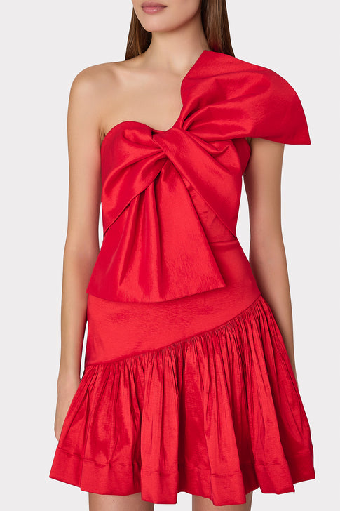 Harley Bow Taffeta Mini Dress Red Image 3 of 5