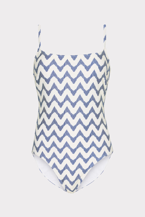 Grace Barcelona Chevron One Piece White/Blue Image 1 of 5