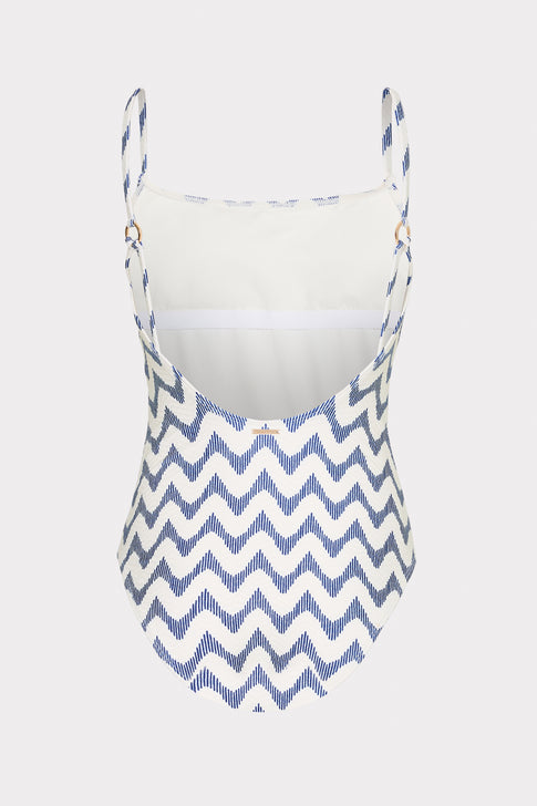 Grace Barcelona Chevron One Piece White/Blue Image 5 of 5