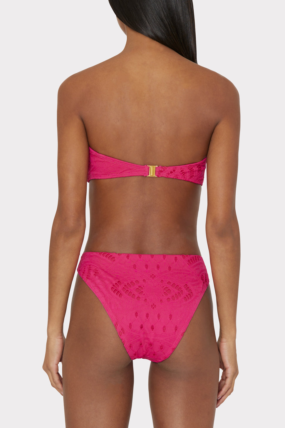 MILLY - | Pink Lace in MILLY Eyelet In Bikini Pink Bandeau Top