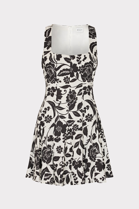 Flowers Of Spain Linen Mini Dress Black/White Image 1 of 4