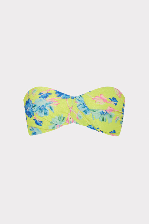 Floating Cosmos Twist Bandeau Top Neon Yellow Image 1 of 4