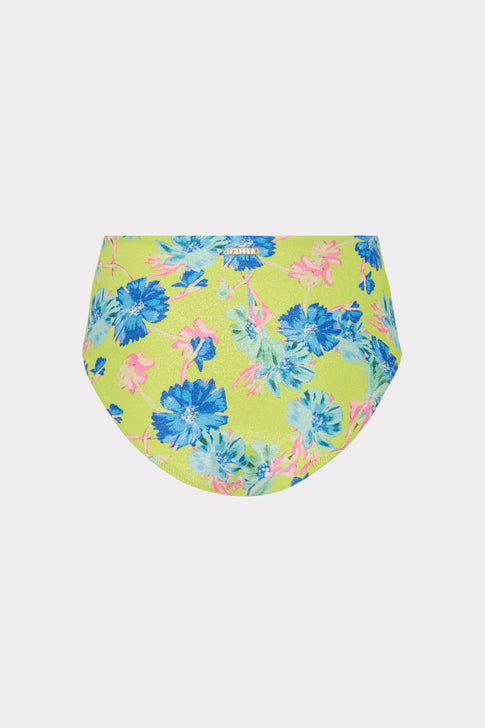 Floating Cosmos Front Tie Bikini Bottom Neon Yellow Image 4 of 4