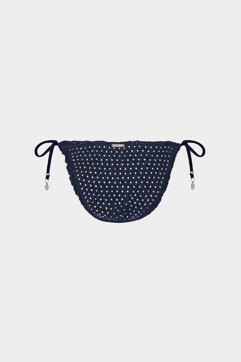 Glimmer String Bikini Bottom With Crystal Applique Navy Image 4 of 4