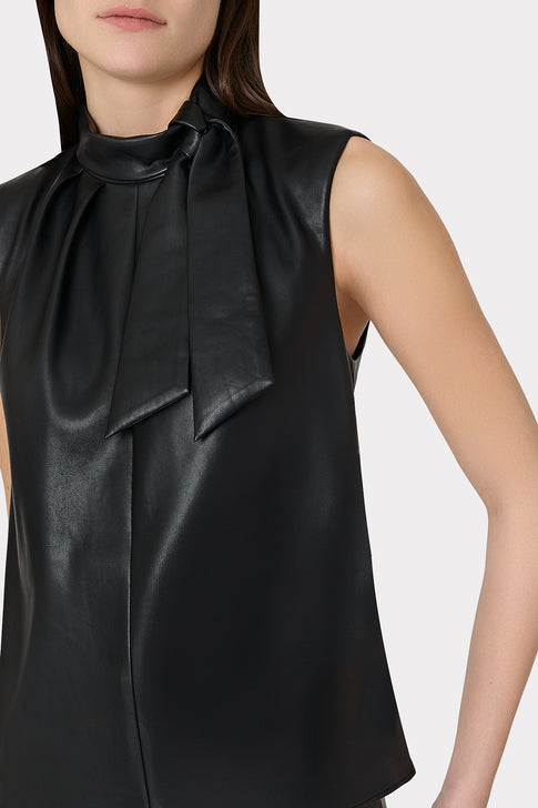 London Vegan Leather Top Black Image 3 of 4