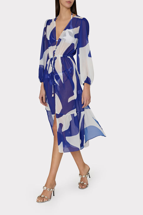 Fiona Grand Foliage Cover-Up Navy/White Image 4 of 6