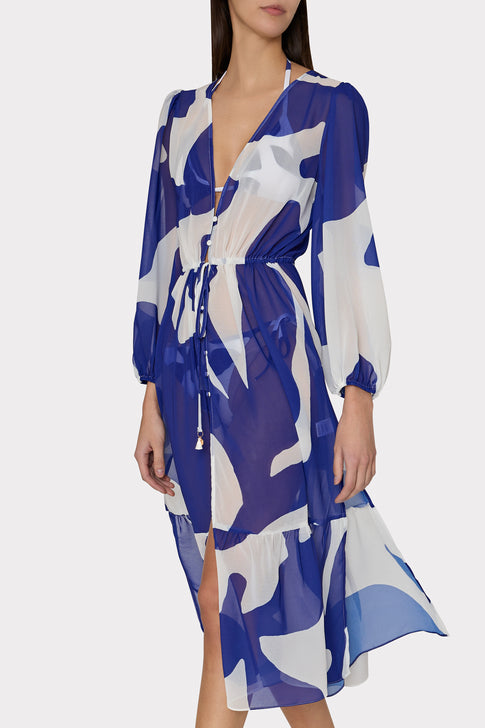 Fiona Grand Foliage Cover-Up Navy/White Image 5 of 6